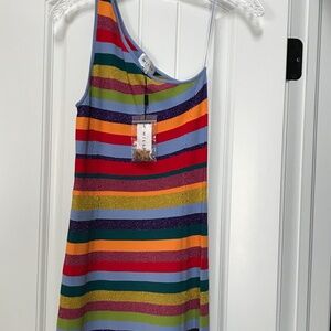 Milly One-Shoulder Multi-Striped Dress - Medium